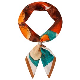 27.5 Inches Satin Bandanas Head Scarf for Women Silk Neck Scarves Accessories for Sleeping Handbags Scarf (Golden Ginkgo 01)
