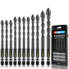 DKIBBITH 4-Flute Serrated Masonry Drill Bit Set,11-Piece Black - 3/16"