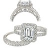Wuziwen 4 Carat Emerald Cut Sterling Silver Engagement Rings Wedding