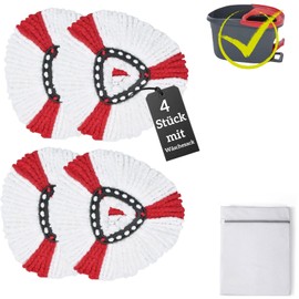 Set of 4 Replacement Floor Mop Covers - Compatible with Vileda Turbo 2-in-1 Mop, Microfibre Replacement Heads with Laundry Bag, Washable & Reusable for Laminate, Tiles, Parquet Flooring