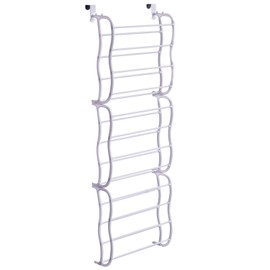 Fancy Buying CO. 36-Pair Shoes Over The Door Rack Holder - Fold Up Non Slip Bars Shoe Rack Multifunction Combination- White