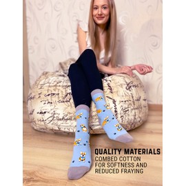 Calcetines de animales de alta calidad para mujer, Corgi (azul), 4-10