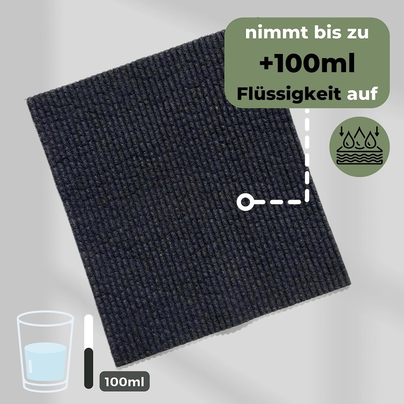 Grünschloss Dish Cloths Black - 8 x Sponge Cloth Washable