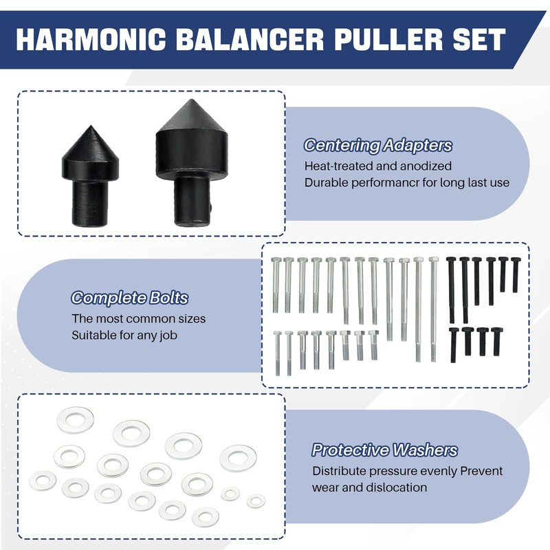 DASBET 46PCS Harmonic Balancer Puller Set, Steering Wheel Puller Kit