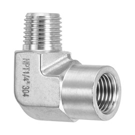 PATIKIL 90 Degree Barstock Street Elbow 1/4" NPT Male x 1/4" NPT Female,304 Stainless Steel Forged Pipe Fitting for Air Fuel Oil Water Pipe Hose, Silver