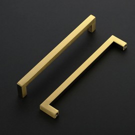 Ravinte 25 Pack Gold Cabinet Pulls 8 Inch Brushed Brass Kitchen Cabinet Handles Gold Square Kitchen Hardware for Drawer Pulls Come with Screwdriver