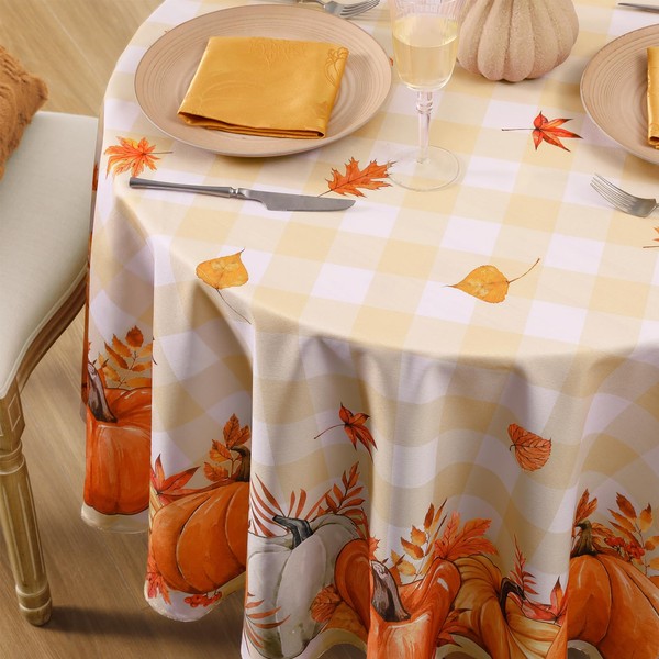 Softalker Round Table Cloth Orange Small 120 cm Autumn Tablecloth