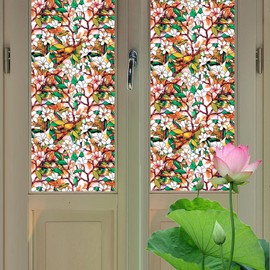 Stained Glass Window Privacy Film Decorative With Free Tools, Magnolia Frosted Tint for Home, Window Covers Cling, 45.2 Inch by 157.4 Inch