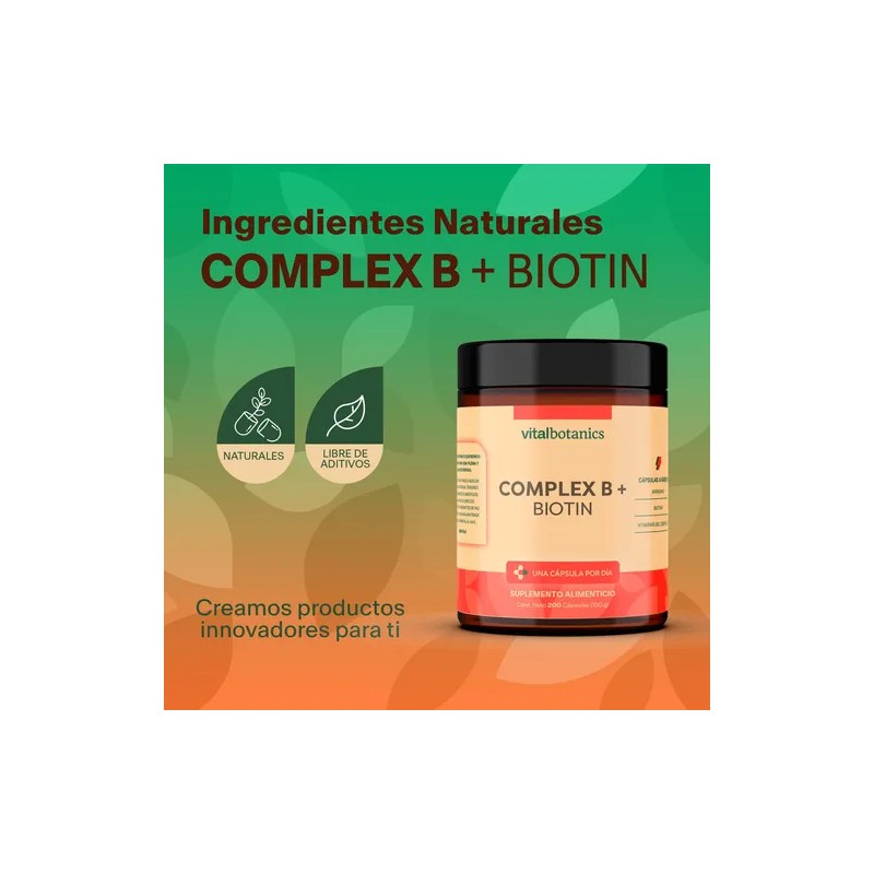 Complejo B Vitaminas B1 B2 B3 B5 B12 200 Caps