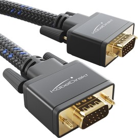 KabelDirekt VGA Monitor Cable for Maximum Image Quality with High Purity Copper Cables - 0.5m (Full HD, VGA to VGA, Connects PC to Screen/Projector/Projector, D-Sub 15, Nylon Braiding)