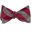 tiemart Striped Self-Tie Bow Tie (Crimson Red and Medium Gray)