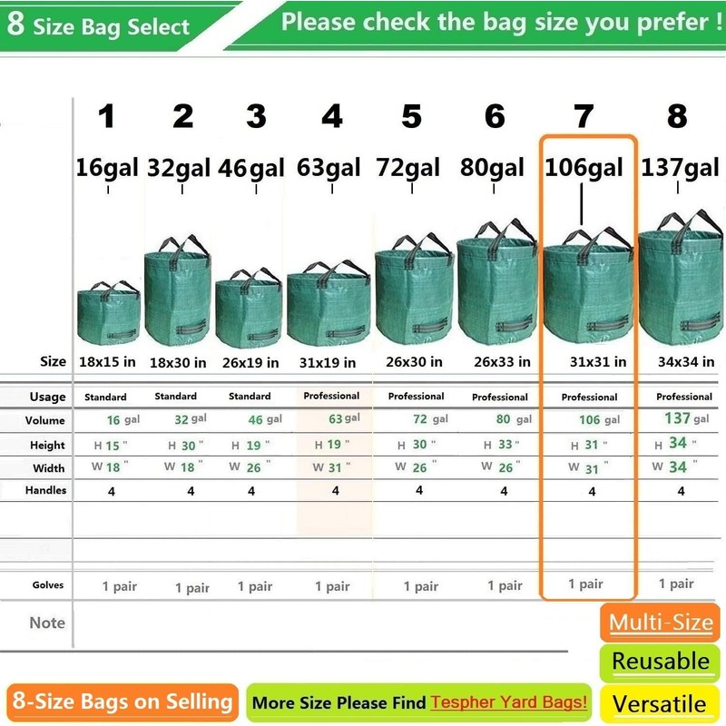 Professional 3-Pack 106 Gallon Big Lawn Garden Bags (D31, H31