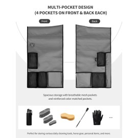 Harrison Howard Saddle Rack Saver with Storage Pockets Horse Tack Storage Accessory for Portable Saddle Rack Horse Stable Supplies Tack Organizer Grey