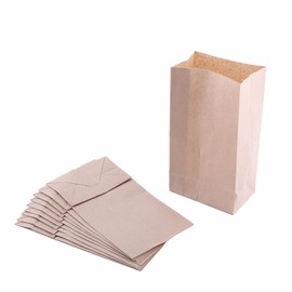 QQ Extra Small Paper Bags 3 x 2 x 6 party favors, Paper Lunch Bags, Grocery Bag, wedding favor bags, kraft bags, paper bags 100 per pack (Brown Pack of 400)
