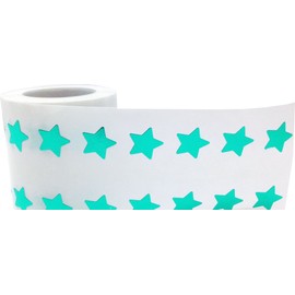 Metallic Green Star Stickers, 1/2 Inch Wide, 1000 Labels on a Roll