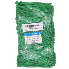 SYD CHEN 4" Inch Green Zip Ties (1000 Pieces), 18lb Strength, Nylon Cable Wire Ties