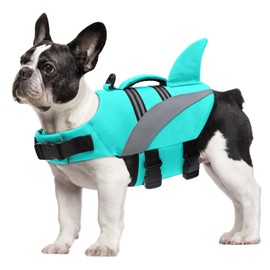 Mosucoirl Dog Life Jacket High Flotation,Shark Dog Lifesavers Floats Coat High Visibility Reflective Pet Safety Vest Swimsuits Small Medium Large Dog Life Vest for Swimming Boating Surfing Kayaking