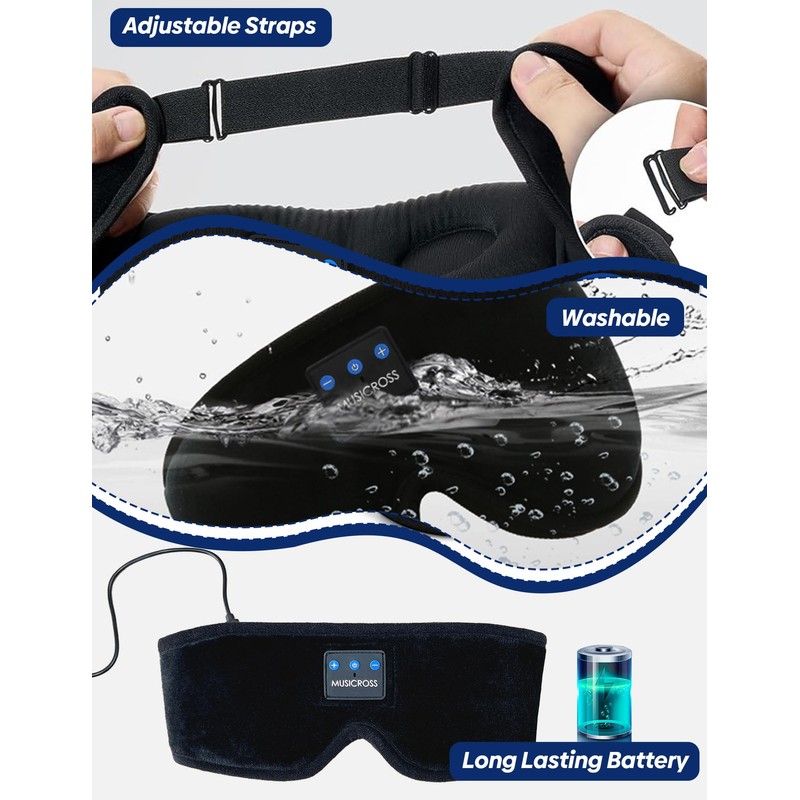 Bluetooth Sleep Mask with Headphones, 3D Bluetooth Eye Mask for