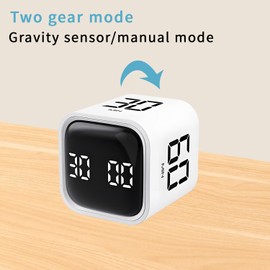Qumox Pomodoro Timer, Cube Productivity Timer with Adjustable Sound and Vibration Alert, Ideal for Work, Office, ADHD, Study, and Tasks - 5/10/30/60 Minutes & Custom Countdown - White