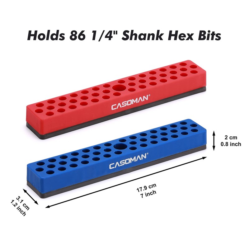 CASOMAN 2PCS 1/4" Hex Bit Organizer with Magnetic Base -
