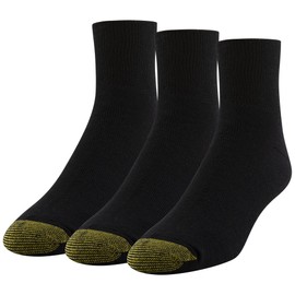 GOLDTOE Men's Non Binding Ankle Socks, Multipairs, Black (3-Pairs), Large