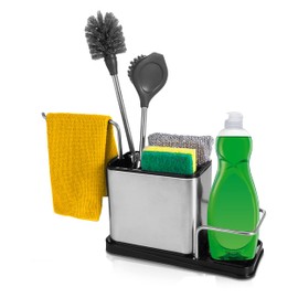 MB Home Sink Organiser, Stainless Steel Kitchen Organiser, Practical Dishwashing Utensils Storage, Quality Kitchen Organiser, Sink Organiser for Washing Up Brushes, Cloths and Sponges