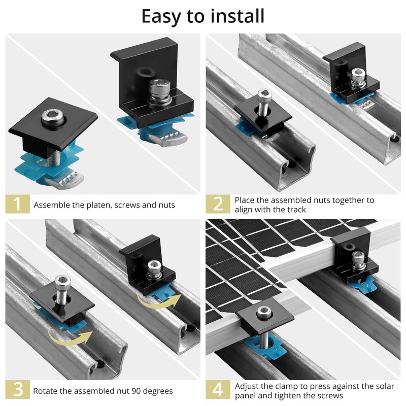 Anbte 10 PCS Solar Panel Mounting Brackets for Unistrut, Aluminium