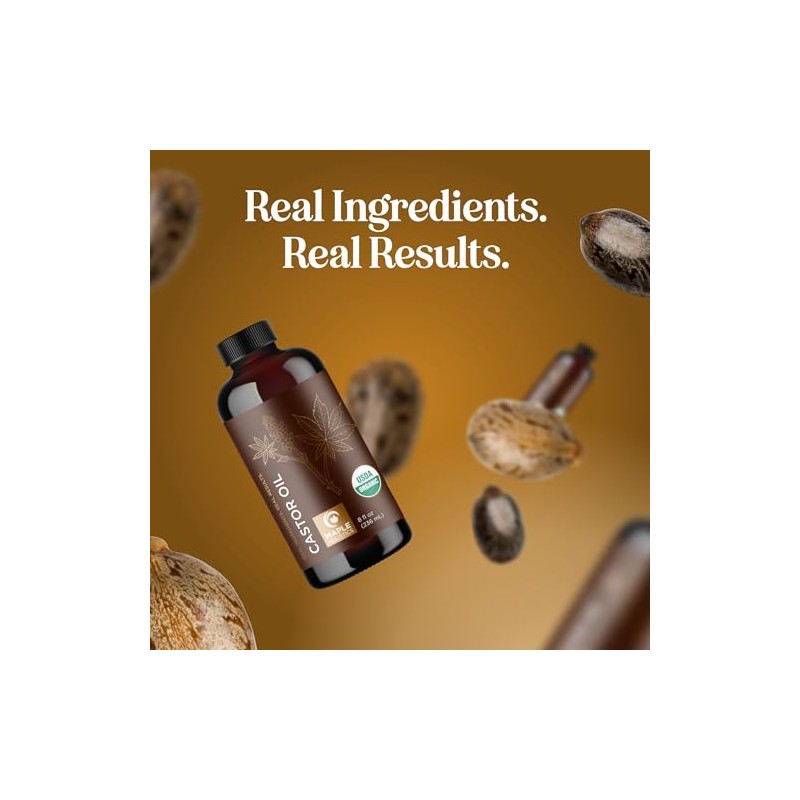 Aceite de Ricino Orgánico Maple Holistics Organic Castor Oil, Cold-Pressed,
