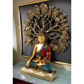 Kremers Schatzkiste Decorative Figure Ganesha with Tree of Life - 25 cm Figure Decorative Sculpture Statue Shiva Polyresin Buddha Yoga Gift