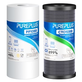PUREPLUS 5 Micron 4.5"x10" Whole House Water Filter Combo Kit with Sediment and Activated Carbon Block Filter, Replacement for RFC-BBSA, HD-950, WFHD13001B, WFHDC8001, CB-BB-10, FXHTC, GXWH40L, 1PACK