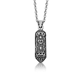 My Daily Styles 925 Sterling Silver Mezuzah Star of David Shin Pendant Necklace
