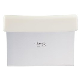 Winco , Raspador de 6'' x 3' con mango de plástico y hoja de acero inoxidable, picador de masa, blanco