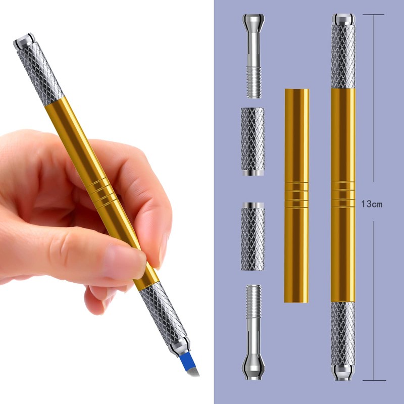Microblading Pens 3 Piece Golden Dual Purpose Light Manual Tattoo