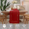 BAZIOE Modern Table Runner Red Linen Table Runner Washable Openwork