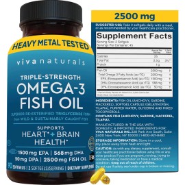 Viva Naturals Omega-3 Aceite De Pescado Triple Fuerza 90 Pz
