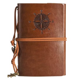 Leather Journal Notebook A5 Travel Journal Vintage Refillable Journal with Blank Pages Travel Spiral with Retro Pendants for Men Women Writing Sketching Travelers Diary