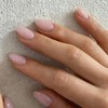 SXVME Uñas postizas rosa empolvado, uñas postizas cortas almendradas rosa