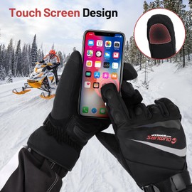 Oumurs Winter Motorcycle Gloves, Rainproof Waterproof Riding Gloves with Touchscreen, Motorcycle Winter Gloves for Men, Motorcycle Gloves for Riding, ATV, UTV, Snowmobile - Black, XL