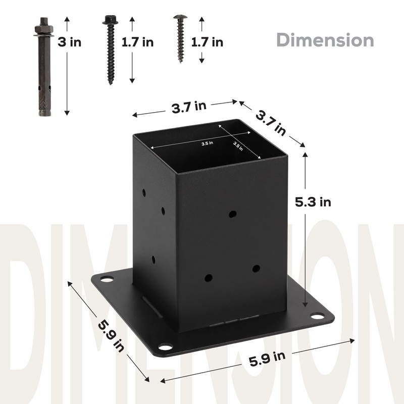 WIMART 4x4 Post Base, Inner Size 3.5"x3.5"Deck Post Base, Deck