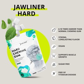 Jawliner® Jawline Chewing Gum Hard Chewing Resistance Workout Gum for Jawline Sculpting Hard Chewing Gum for Jaw Strength Facial Fitness Jaw Trainer Mewing for Men & Women Blueberry 40 Pieces