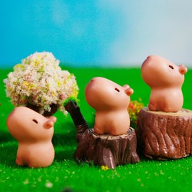 50Pcs Mini Resin Animals Capybara Figure, Ornament, Miniature Animal Figurines to Hide, Festival trinkets, Tabletop, Outdoor, Craft Decor for Garden, Miniature Landscape Accessories