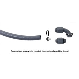 Sealproof Power Whip Assembly, 3/4-Inch x 6 Ft Nonmetallic Liquid Tight Flexible Electrical Conduit and 8 Gauge Wire Single Phase Preassembled A/C Hook-up Whip Kit, 3/4" Dia