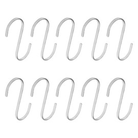 MroMax 10Pcs Heavy Duty S Hooks 35x38mm Flat Nickel Plating Pan Holder Rack Hooks Hanging Hangers S Shaped Hooks for Kitchenware Pots Utensils Clothes Bags Hat Towels Plants Silver Tone