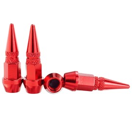 Abfer Red Car Tire Caps Tyre Trim Pressure Cover Long Spike Valve Stem Cap Accessories Fit Most Vehicle Truck Motorcycles Suvs Bikes