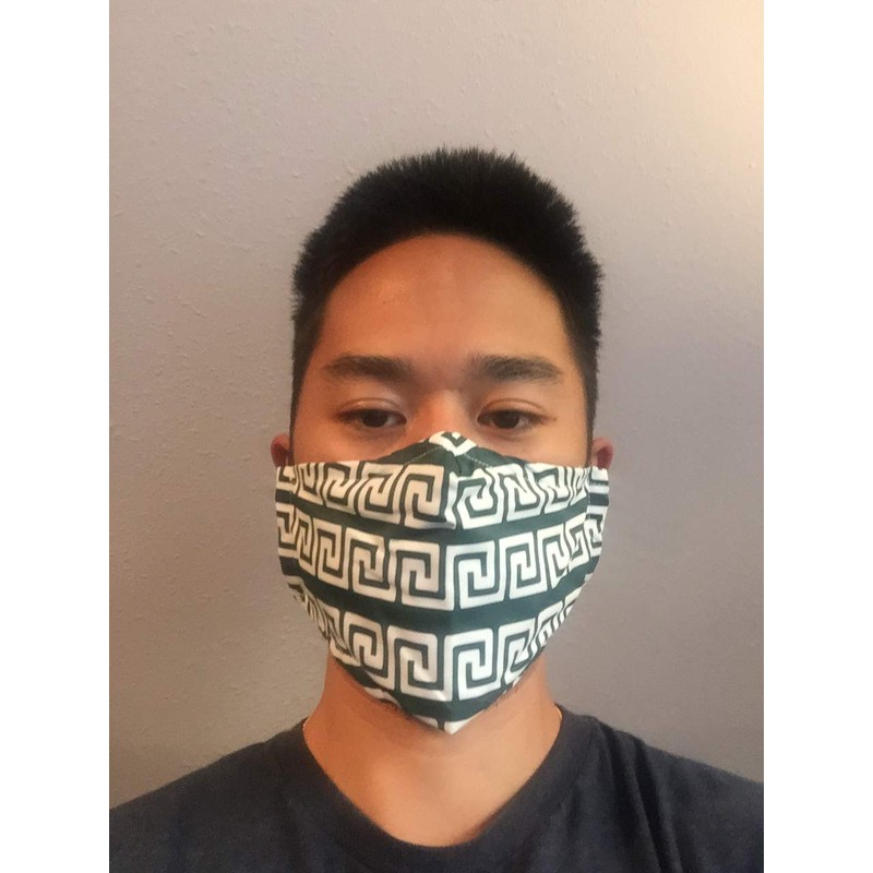 Green Spiral Greek Key Team Mask - Face Accessory -