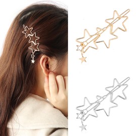 Aneneiceera Hollow Out Star Hair Clip Gold Hair Clip Tassel Hairpin Headdress Decorative Hair Pins Headpiece Bridal Hair Accessories for Women and Girls (Gold)