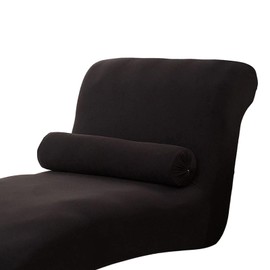 Armless,Living Room Chaise Slipcover,Soft Jacquard Fabric,Machine Washable, Black