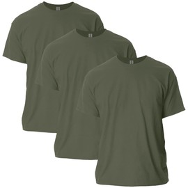 Gildan Adult Ultra Cotton T-Shirt, Style G2000, Multipack, Military Green (3-Pack), Large