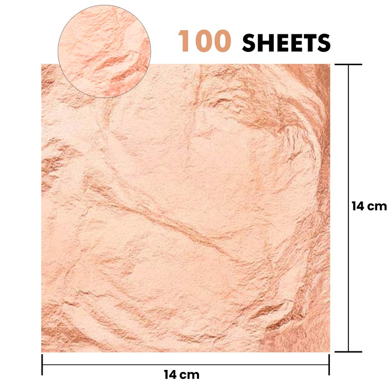 KraftiSky Copper Leaf Sheets - 100 Real Copper Foil Leaves