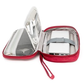 Ruyosn Red Solid Soft Shell Zipper Organiser Bag for Electronics Accessories, 19 x 12 x 3.5 cm